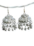 Big Silver Jhumka Earrings Jewellery - Traditional Fancy Dress Costume Accessory for Girls