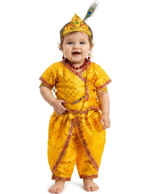 Shri Krishna Kanha Kanhaiya Polka Dots Kids & Adult Fancy Dress Costume 10 Pcs Set with Accessories