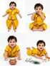 Baby Krishna Kanha Kanhaiya Dhoti Kurta Polka Dots with Flute for Boys Kids & Adult Fancy Dress Costume