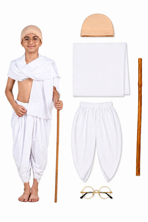 Mahatma Gandhi Bapu with Lathi Freedom Fighter Kids Fancy Dress | Gandhi Ji Costume for Kids