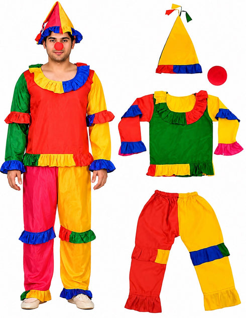 Joker Colorful Clown Kids Adults Fancy Dress Costume