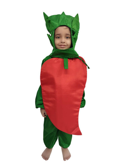 BookMyCostume Red Chilli Lal Mirch Vegetable Kids Fancy Dress Costume