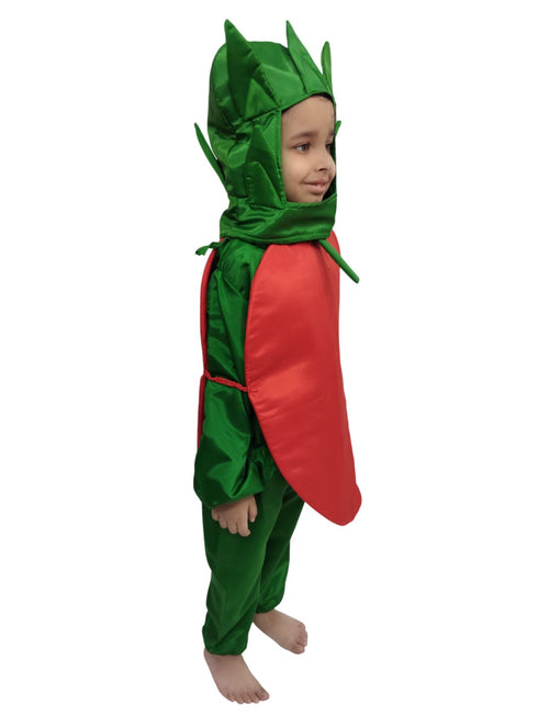 BookMyCostume Red Chilli Lal Mirch Vegetable Kids Fancy Dress Costume