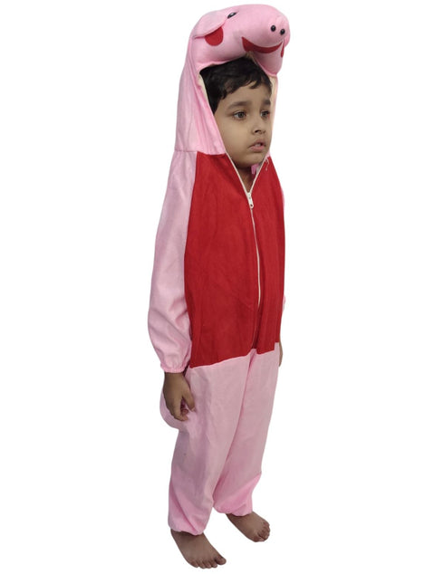 Cute Pink Pig Cartoon Character Kids Fancy Dress Costume with Hooded Face Mask, Ears & Full Body Jumpsuit | Cartoon Costume for Kids