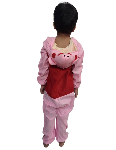 Cute Pink Pig Cartoon Character Kids Fancy Dress Costume with Hooded Face Mask, Ears & Full Body Jumpsuit | Cartoon Costume for Kids
