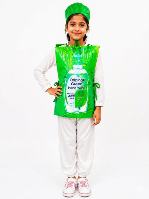 Original Green Hand Wash Sanitizer Corona Protection Kids Fancy Dress Costume