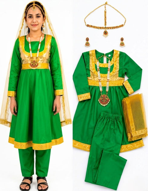 Kathak Indian Classical Dance Costume for Girls | Kids Adult With Heavy Jewelry Set