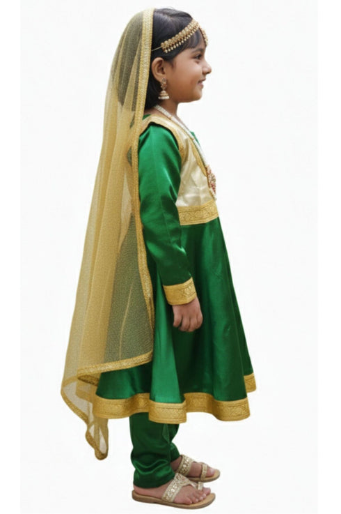 Kathak Indian Classical Dance Costume for Girls | Kids Adult With Heavy Jewelry Set