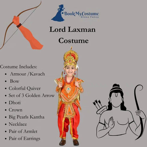 BookMyCostume Laxman Prince Ram's Brother Ramlila Mythology Kids & Adults Fancy Dress Costume