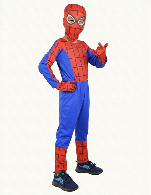 The Red Blue Superhero with Gloves Superhero Kids Fancy Dress Costume | Standard