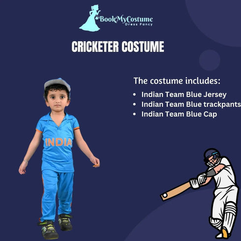 BookMyCostume Indian Cricket Team Cricketer Boys Sports Fancy Dress Costume