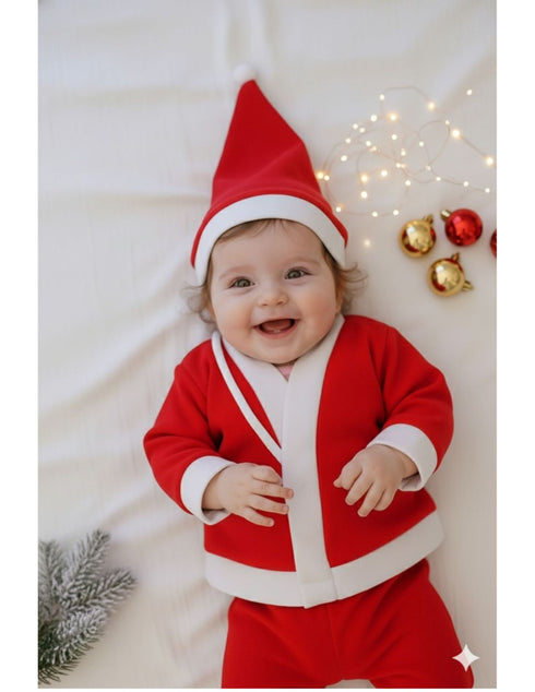 BookMyCostume Santa Boy Costume Set of 4 (Jacket, Bottom, Bag, & Cap) Kids & Adults Christmas Costume