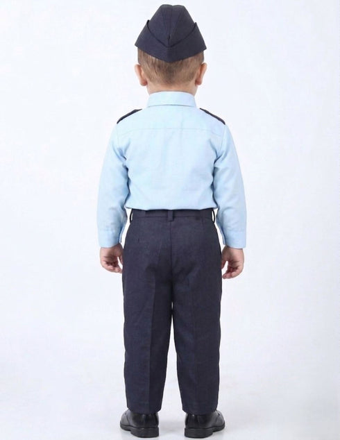 Indian Air Force Defense Pilot Uniform Kids Fancy Dress Costume - Blue