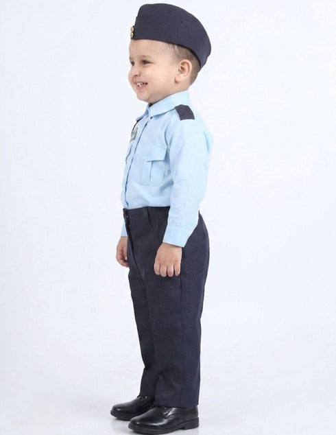 Indian Air Force Defense Pilot Uniform Kids Fancy Dress Costume - Blue