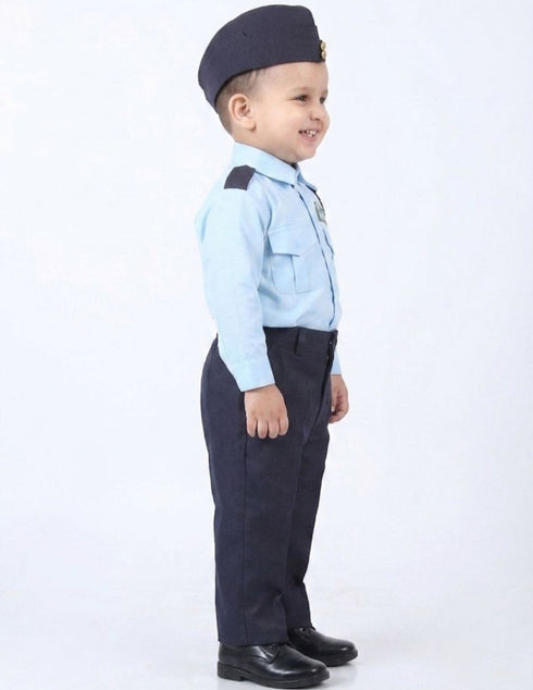 Indian Air Force Defense Pilot Uniform Kids Fancy Dress Costume - Blue