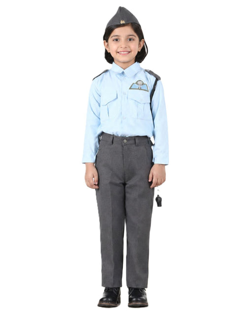 Indian Air Force Defense Pilot Uniform Kids Fancy Dress Costume - Blue