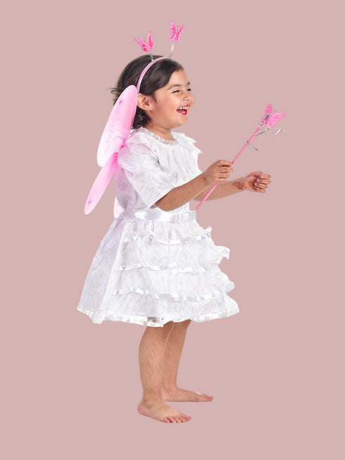 BookMyCostume Fairy Angel with Pink Wings Girls Kids Fancy Dress Costume