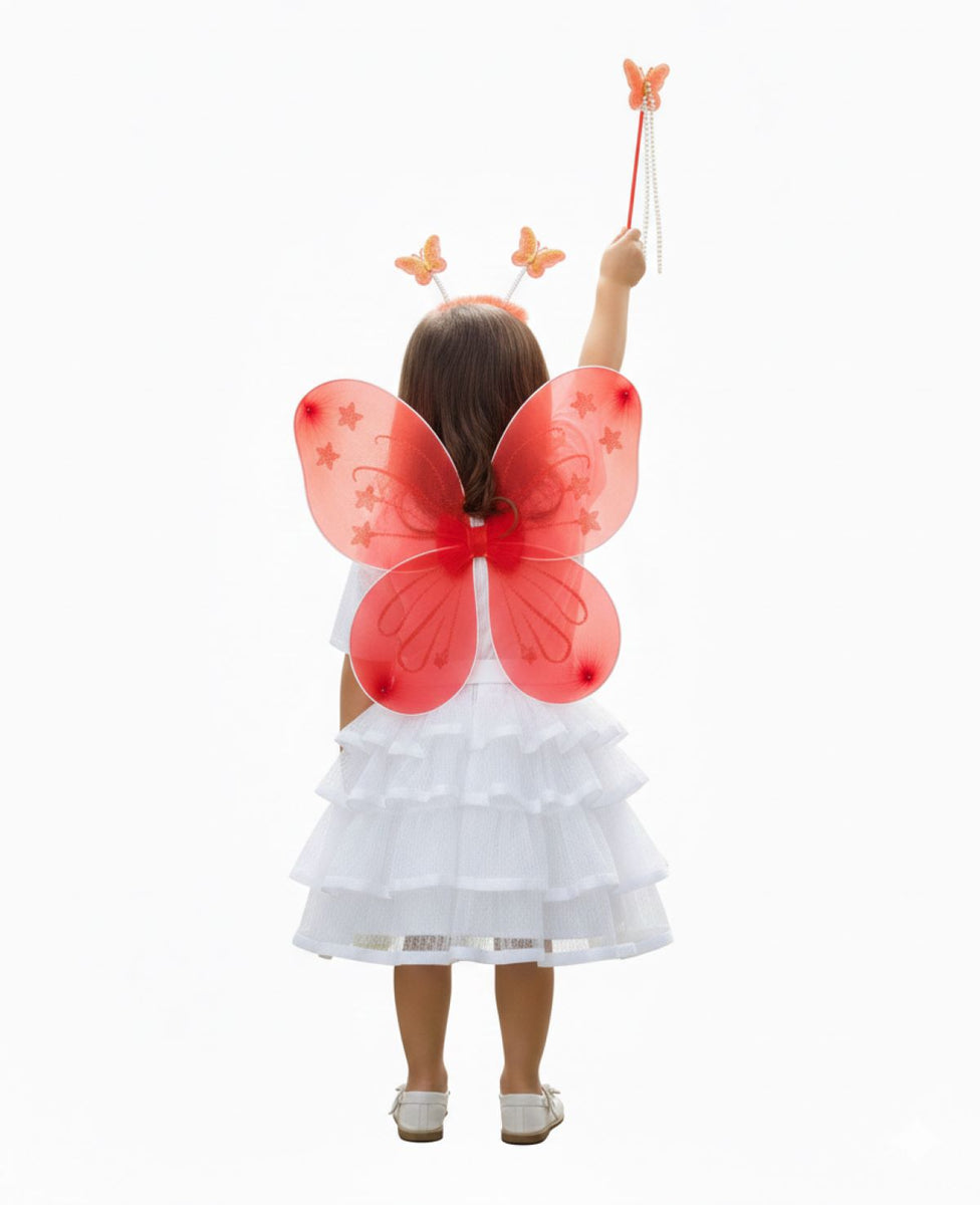 Buy Fairy Angel with Red Wings Fancy Dress Costume for girls Online –  BookMyCostume