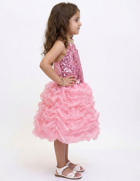 Pink Balloon Frock Western Dance Costume Dress for Girls Kids - Premium