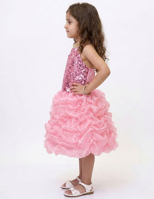 Pink Balloon Frock Western Dance Costume Dress for Girls Kids - Premium