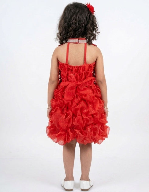 Red Balloon Frock Western Dance Costume Dress for Girls Kids - Premium