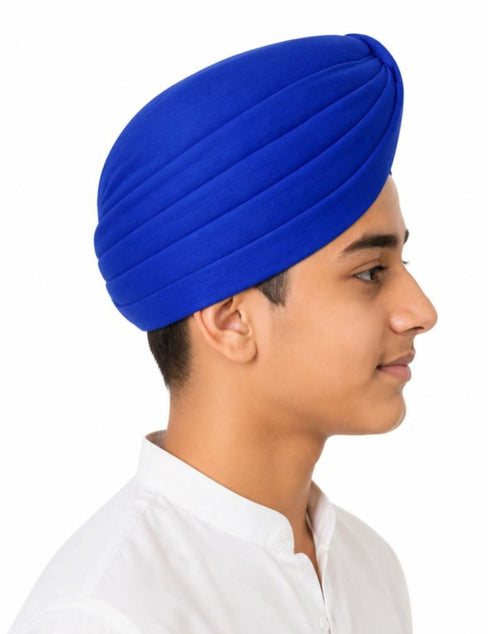 Blue Punjabi Pagdi Sardar Ji Indian Traditional Turban Costume Accessory for Boys and Men 8-14 Years