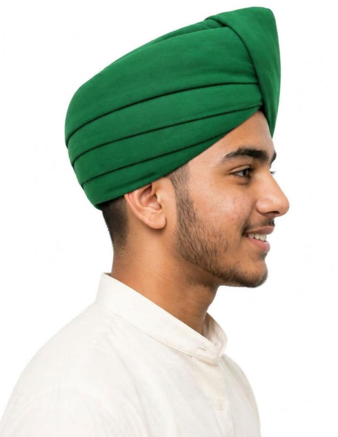 Green Punjabi Pagdi Sardar Ji Indian Traditional Turban Costume Accessory for Boys and Men 8-14 Years