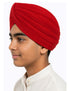 Red Punjabi Pagdi Sardar Ji Indian Traditional Turban Costume Accessory for Boys and Men 8-14 Years
