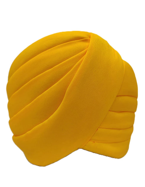 Yellow Punjabi Pagdi Sardar Ji Indian Traditional Turban Costume Accessory for Boys and Men 8-14 Years