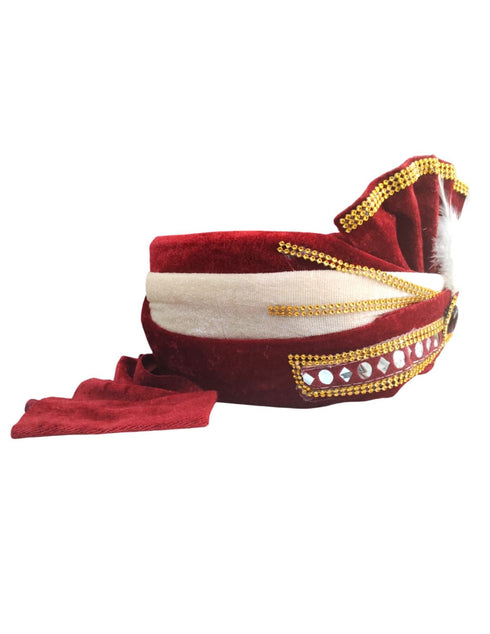 Maroon Indian Dulha Pagdi Indian Wedding Turban for Kids 2-11 Years