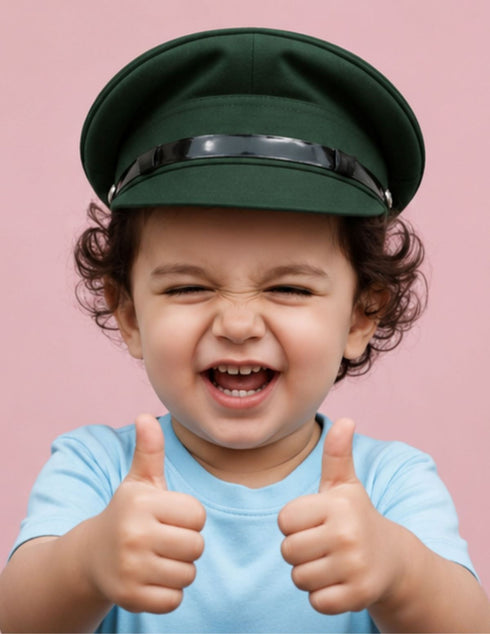 Army Soldier General Green Cap Fancy Dress Costume Accessory for Boys and Men