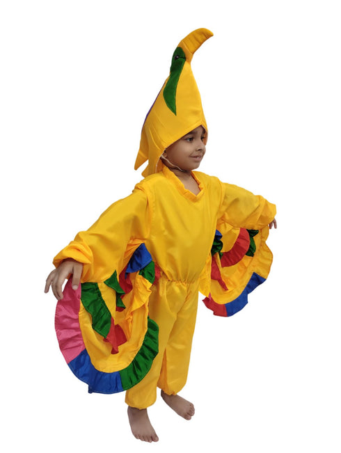 Yellow Bird Macaw With Multicolor Wings Kids Fancy Dress Costume