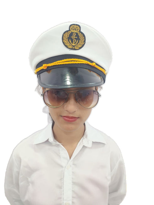 Buy White Navy Air Force Pilot Officer Cap Accessory for Boys Kids Adult Fancy Dress Costume