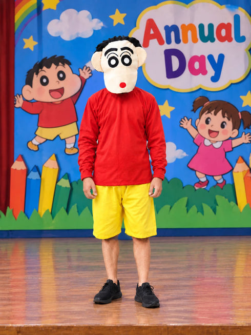 Red & Yellow Playful & Naughty Boy Cartoon Character Kids Fancy Dress Costume