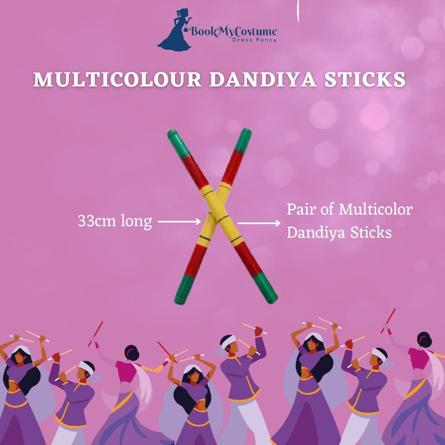 Multicolor Dandiya Sticks Navratri Garba Dress Accessory for Kids & Adults
