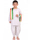 White Dhoti Kurta with Tricolour Stole Indian Patriotic Independence Day Kids Fancy Dress Costume