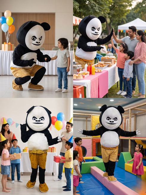 Panda Dragon Warrior Cartoon Movie Mascot Costume For Birthday Party & Theme Events | Full Size Adults
