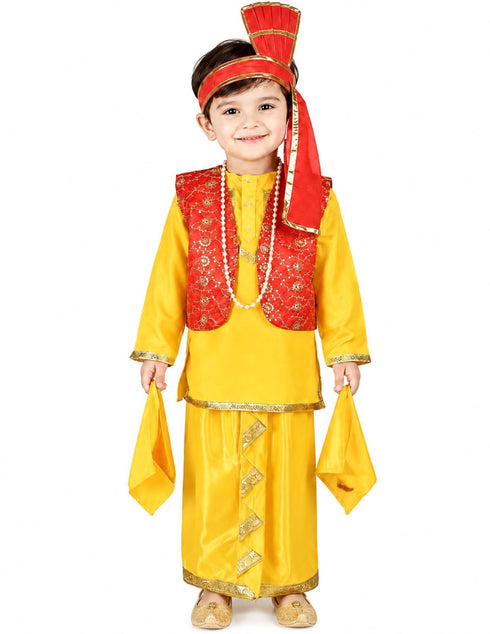Punjabi Bhangra Baisakhi Folk Dance Costume for Boys and Men | Yellow & Red
