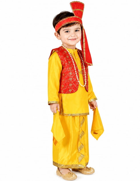 Punjabi Bhangra Baisakhi Folk Dance Costume for Boys and Men | Yellow & Red