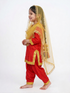 Punjabi Giddha Baisakhi Folk Dance Costume for Girls and Females | Golden & Red | Without Jewellery