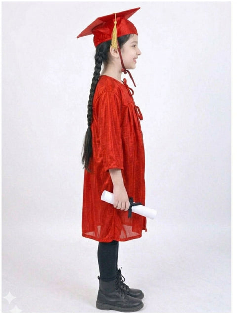 Red Graduate Scholar Graduation Day Gown Kids & Adults Fancy Dress Costume