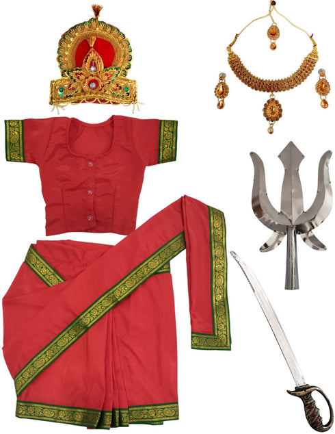 BookMyCostume Durga Mata Hindu Goddess Girls Fancy Dress Costume for Shoots and Role Play