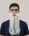 White Beard & Moustache Old Man Drama Kids & Adults Fancy Dress Costume Accessory