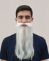 White Beard & Moustache Old Man Drama Kids & Adults Fancy Dress Costume Accessory