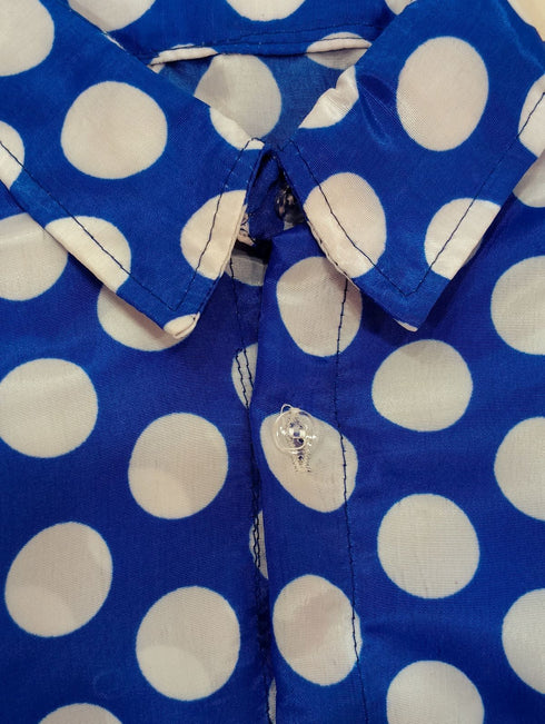 BookMyCostume Blue Polka Dots Shirt & Black Pant | Retro Theme Kids Fancy Dress Costume