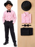 Ballroom Western Dance Pink Frill Shirt Black Pant Hat & Bow Set Kids and Adult Fancy Dress Costume