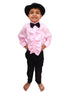 Ballroom Western Dance Pink Frill Shirt Black Pant Hat & Bow Set Kids and Adult Fancy Dress Costume