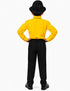 Ballroom Western Dance Yellow Frill Shirt Black Pant Hat & Bow Set Kids Fancy Dress Costume