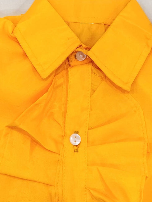 BookMyCostume Ballroom Western Dance Yellow Frill Shirt Black Pant Hat & Bow Set Kids Fancy Dress Costume