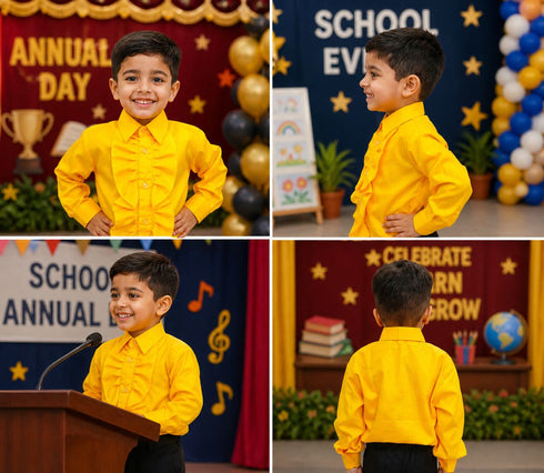 Yellow Frills Shirt Kids Fancy Dress Costume
